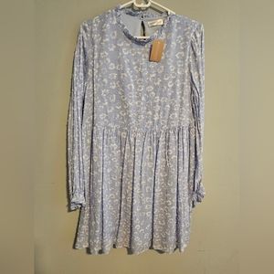 NWT Vestique Sunny Daze Blue Long Sleeve Floral Dress | Size M